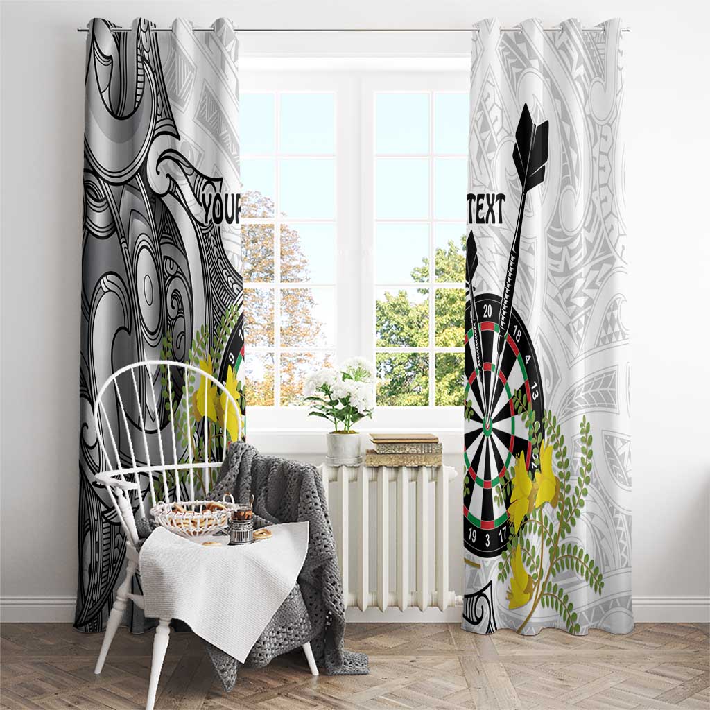 Personalised New Zealand Darts Window Curtain Kowhai Floral with Maori Tattoo LT9 - Polynesian Pride