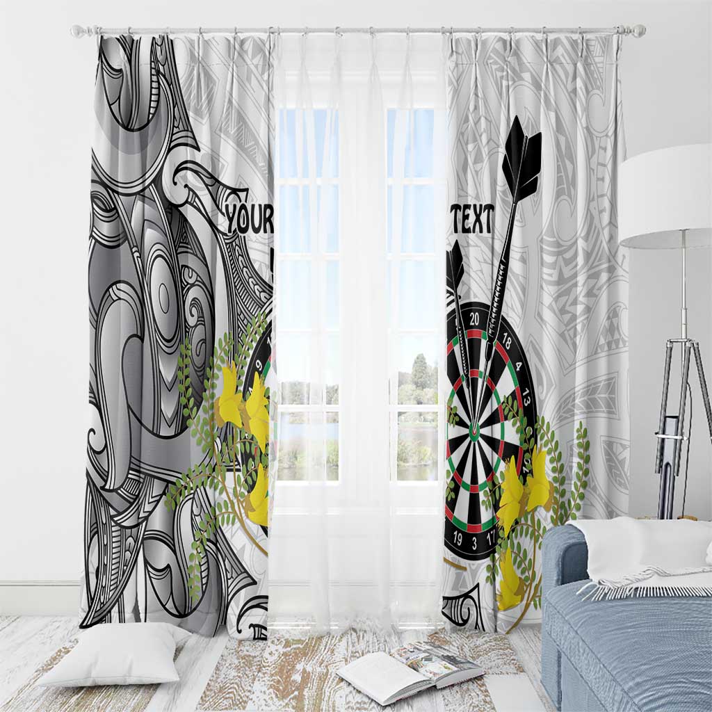 Personalised New Zealand Darts Window Curtain Kowhai Floral with Maori Tattoo LT9 - Polynesian Pride