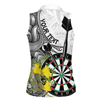 Personalised New Zealand Darts Women Sleeveless Polo Shirt Kowhai Floral with Maori Tattoo LT9 - Polynesian Pride