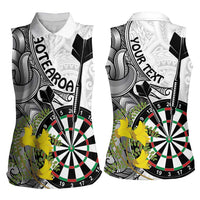 Personalised New Zealand Darts Women Sleeveless Polo Shirt Kowhai Floral with Maori Tattoo LT9 - Polynesian Pride