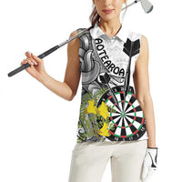 Personalised New Zealand Darts Women Sleeveless Polo Shirt Kowhai Floral with Maori Tattoo LT9 - Polynesian Pride