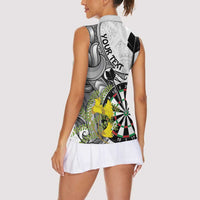 Personalised New Zealand Darts Women Sleeveless Polo Shirt Kowhai Floral with Maori Tattoo LT9 - Polynesian Pride