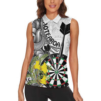 Personalised New Zealand Darts Women Sleeveless Polo Shirt Kowhai Floral with Maori Tattoo LT9 - Polynesian Pride