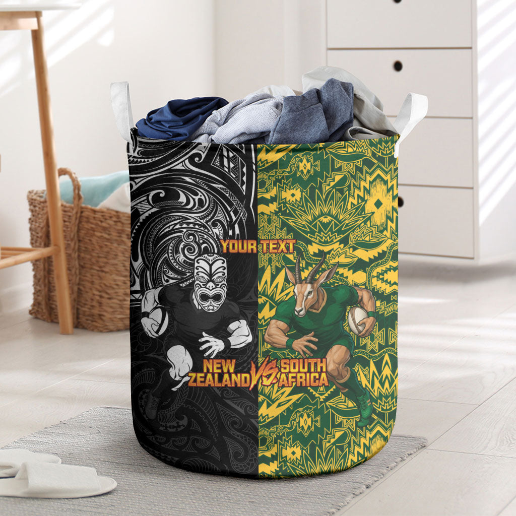 Custom New Zealand vs South Africa Laundry Basket Rugby Rivalry Two Nations One Battle