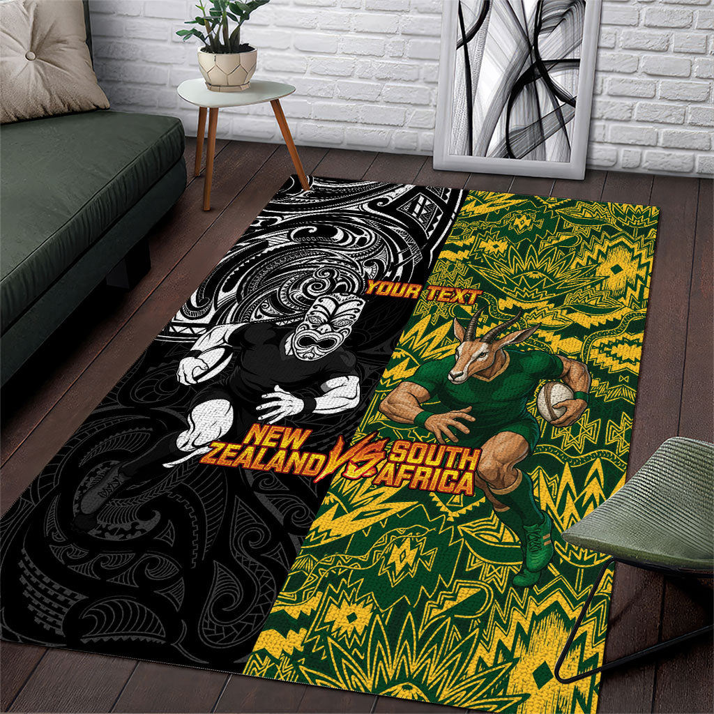 Custom New Zealand vs South Africa Area Rug Rugby Rivalry Two Nations One Battle