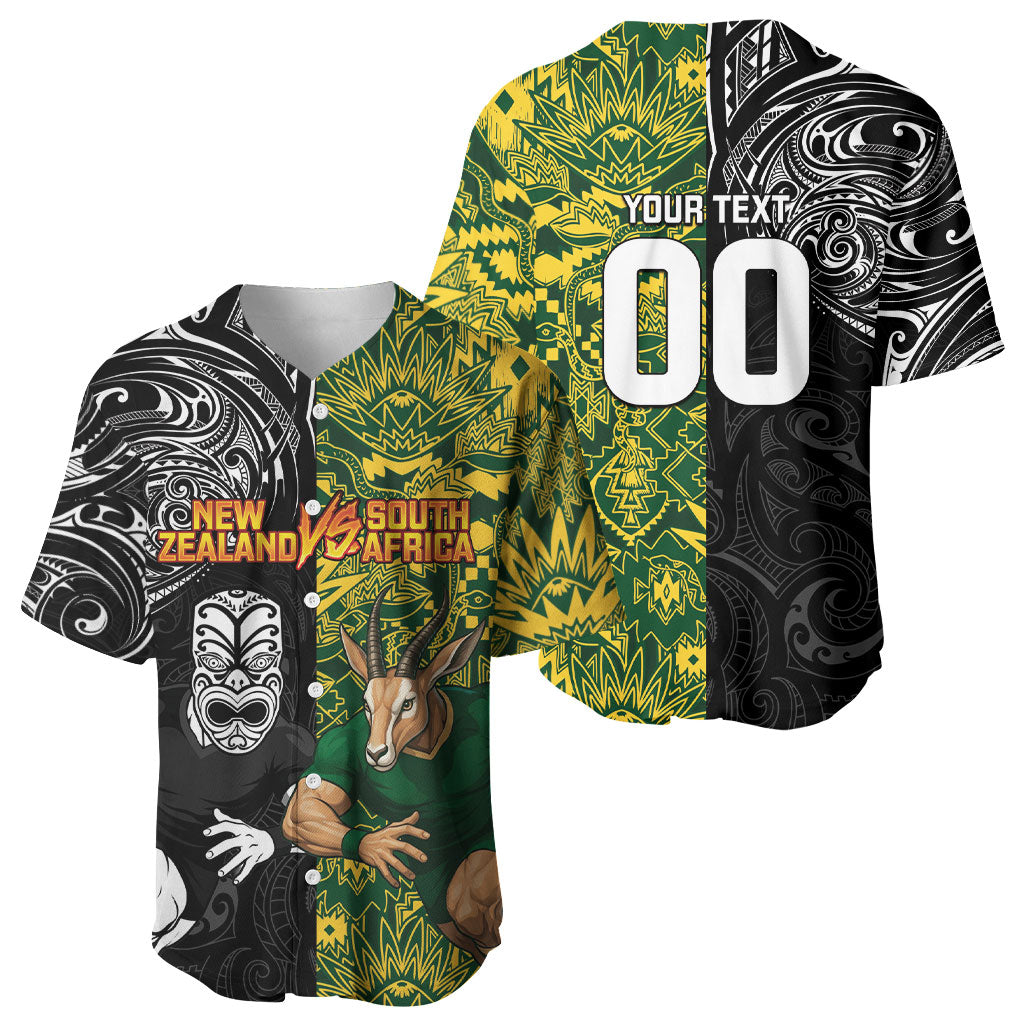 Custom New Zealand vs South Africa Baseball Jersey Rugby Rivalry Two Nations One Battle
