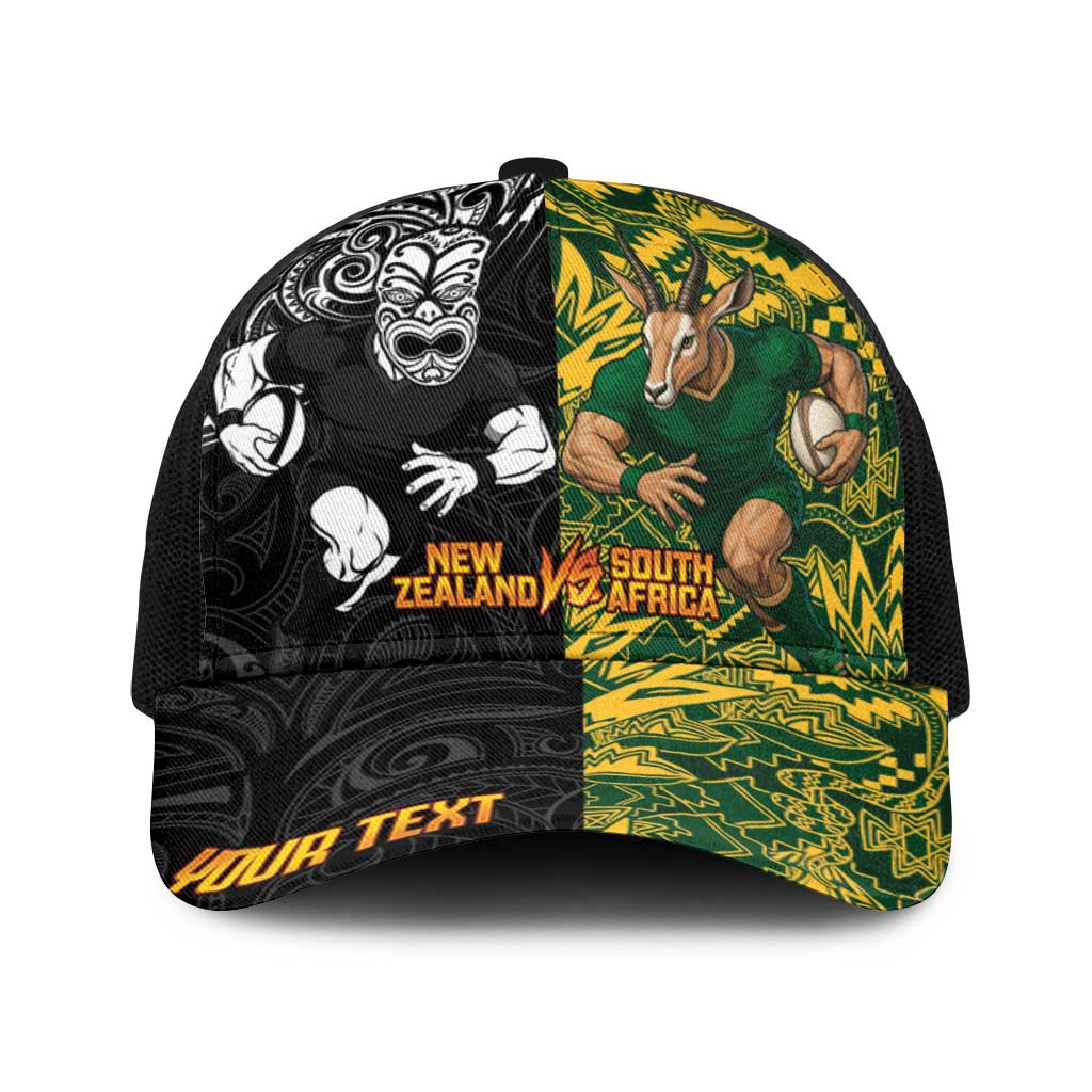 Personalised New Zealand vs South Africa Baseball Net Cap Rugby Rivalry Two Nations One Battle