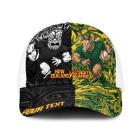 Personalised New Zealand vs South Africa Baseball Net Cap Rugby Rivalry Two Nations One Battle