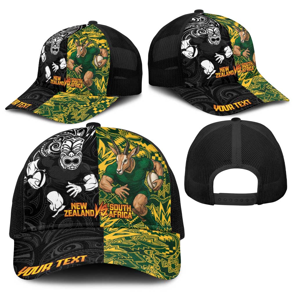 Personalised New Zealand vs South Africa Baseball Net Cap Rugby Rivalry Two Nations One Battle