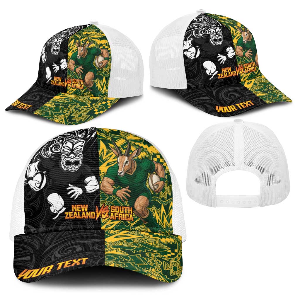 Personalised New Zealand vs South Africa Baseball Net Cap Rugby Rivalry Two Nations One Battle