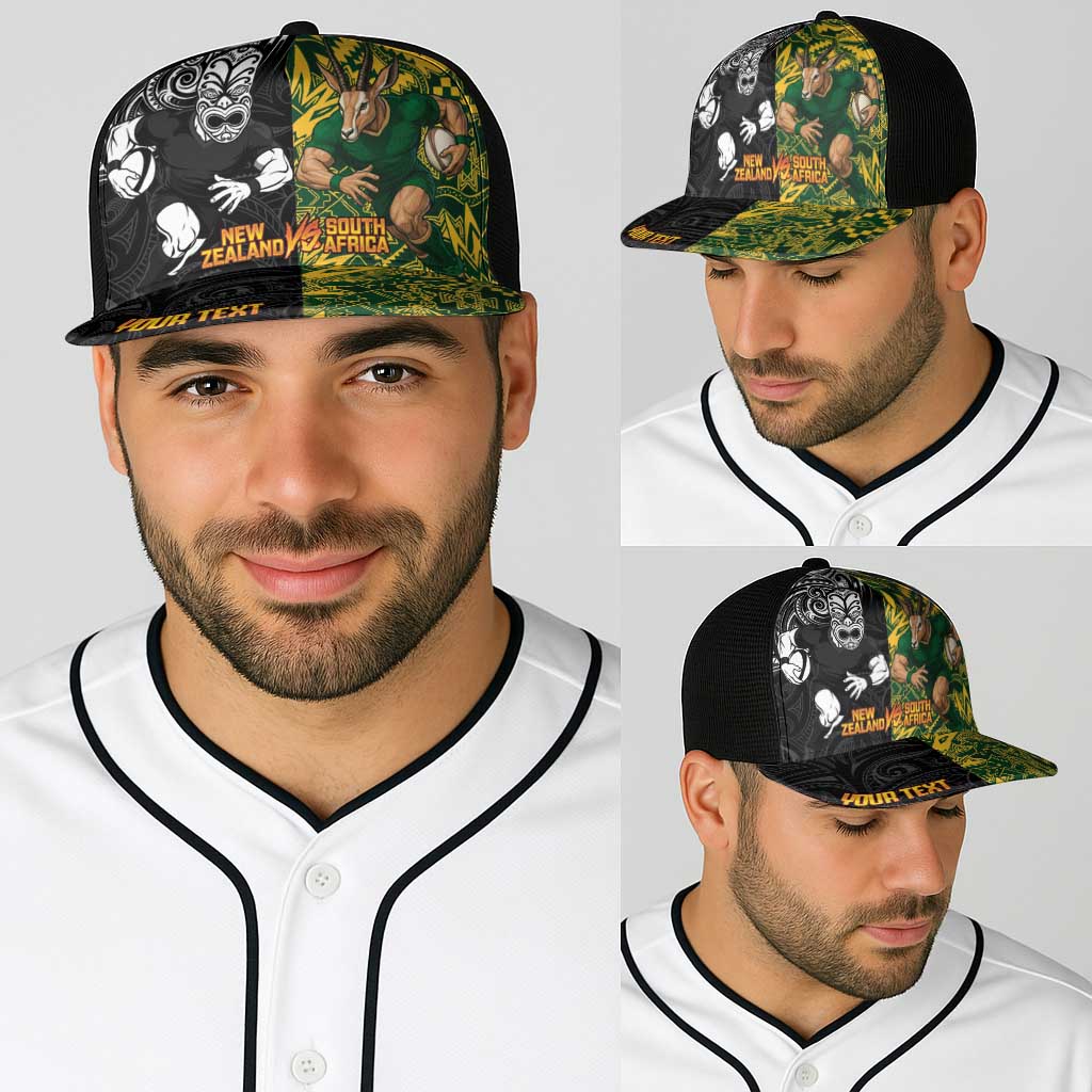 Personalised New Zealand vs South Africa Baseball Net Cap Rugby Rivalry Two Nations One Battle