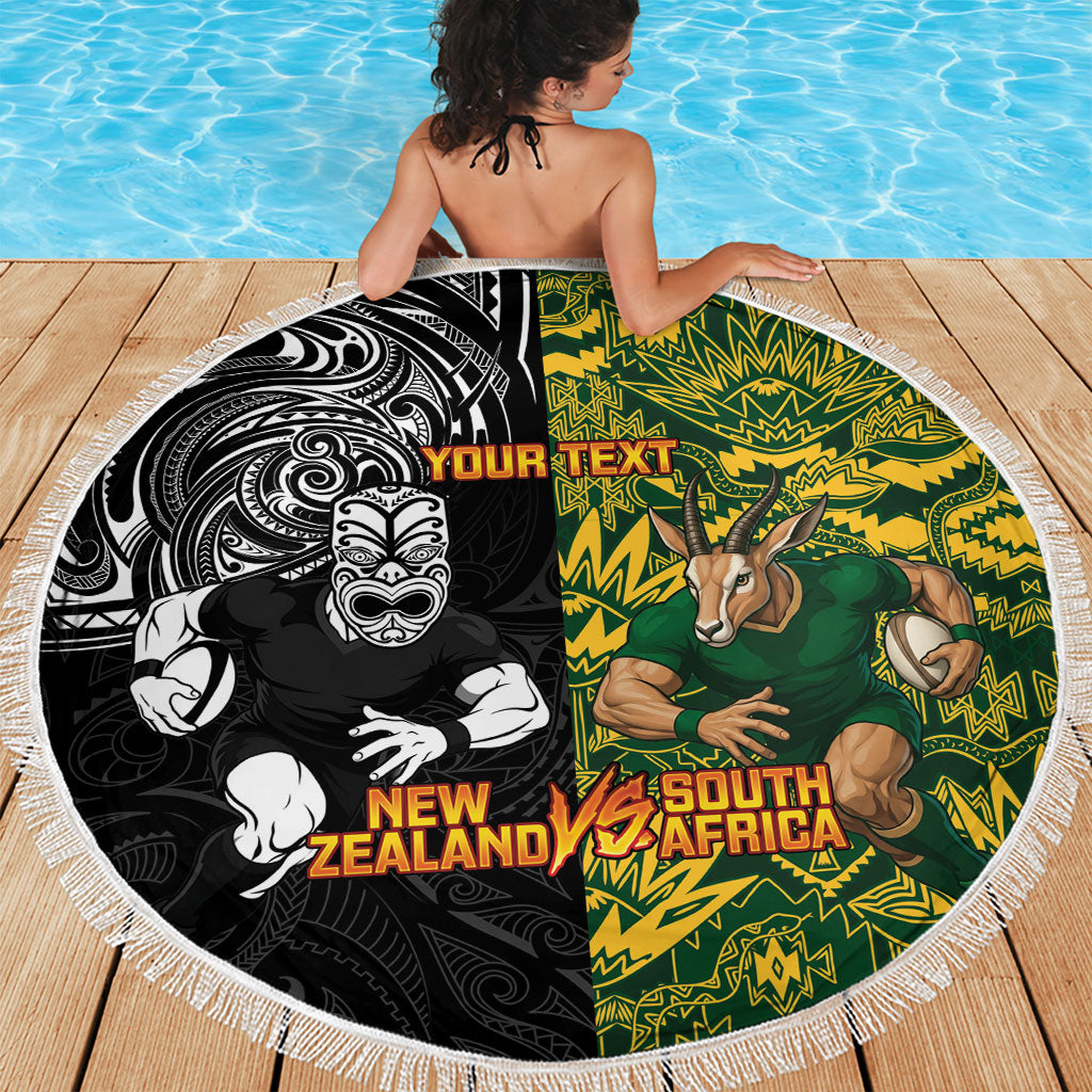 Custom New Zealand vs South Africa Beach Blanket Rugby Rivalry Two Nations One Battle