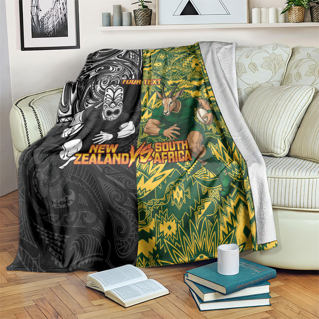 Custom New Zealand vs South Africa Blanket Rugby Rivalry Two Nations One Battle