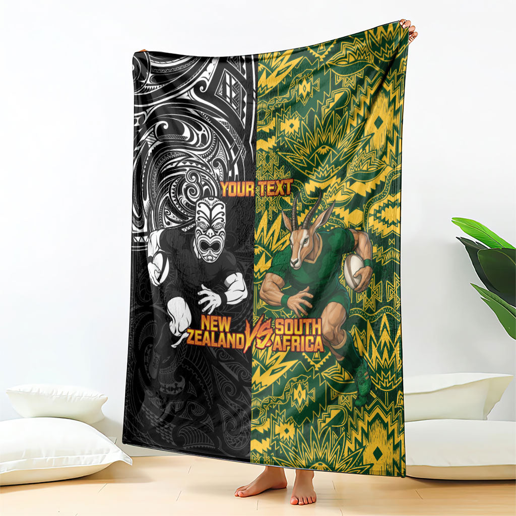 Custom New Zealand vs South Africa Blanket Rugby Rivalry Two Nations One Battle