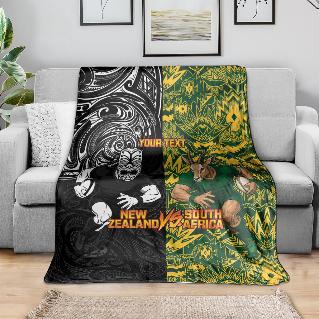 Custom New Zealand vs South Africa Blanket Rugby Rivalry Two Nations One Battle