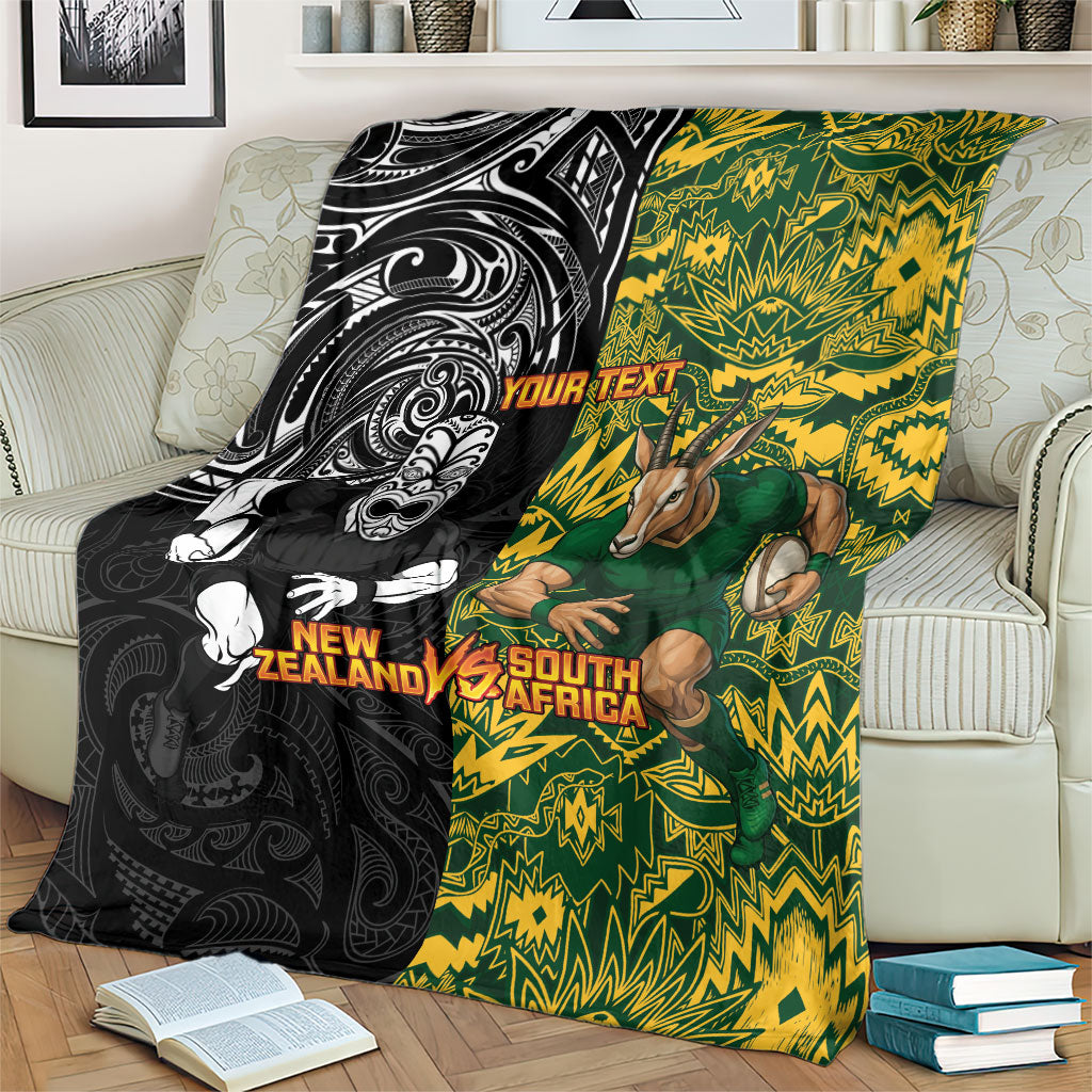 Custom New Zealand vs South Africa Blanket Rugby Rivalry Two Nations One Battle