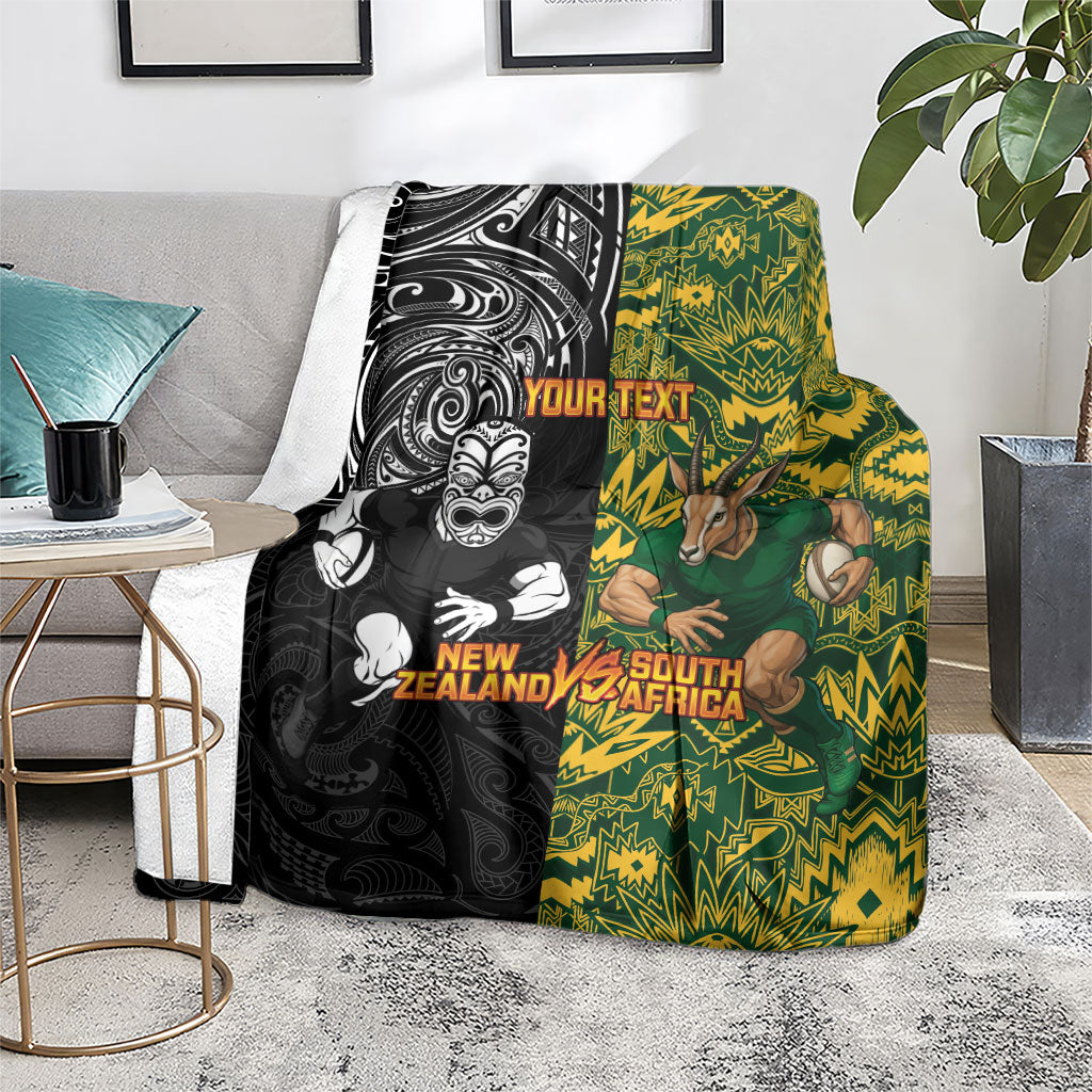 Custom New Zealand vs South Africa Blanket Rugby Rivalry Two Nations One Battle
