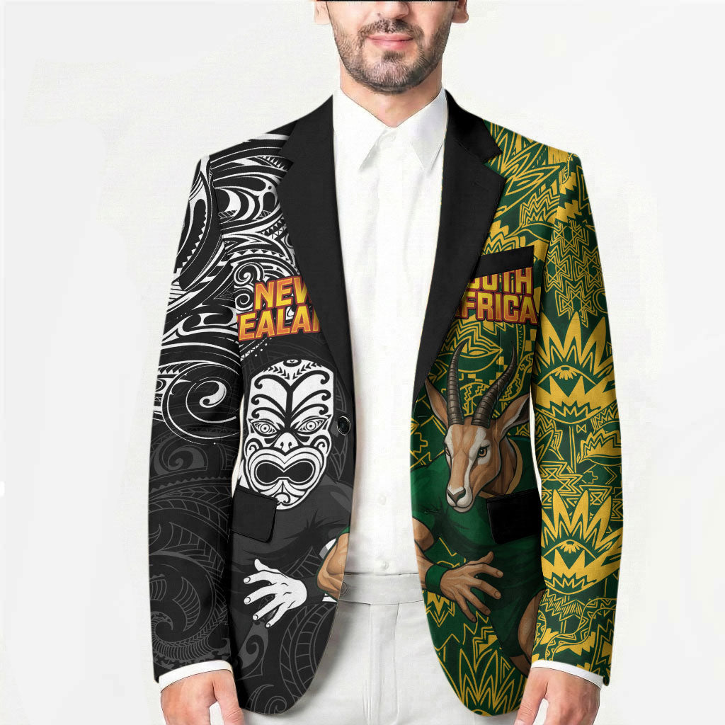 Custom New Zealand vs South Africa Blazer Rugby Rivalry Two Nations One Battle