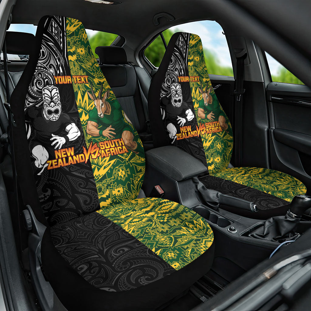 Custom New Zealand vs South Africa Car Seat Cover Rugby Rivalry Two Nations One Battle