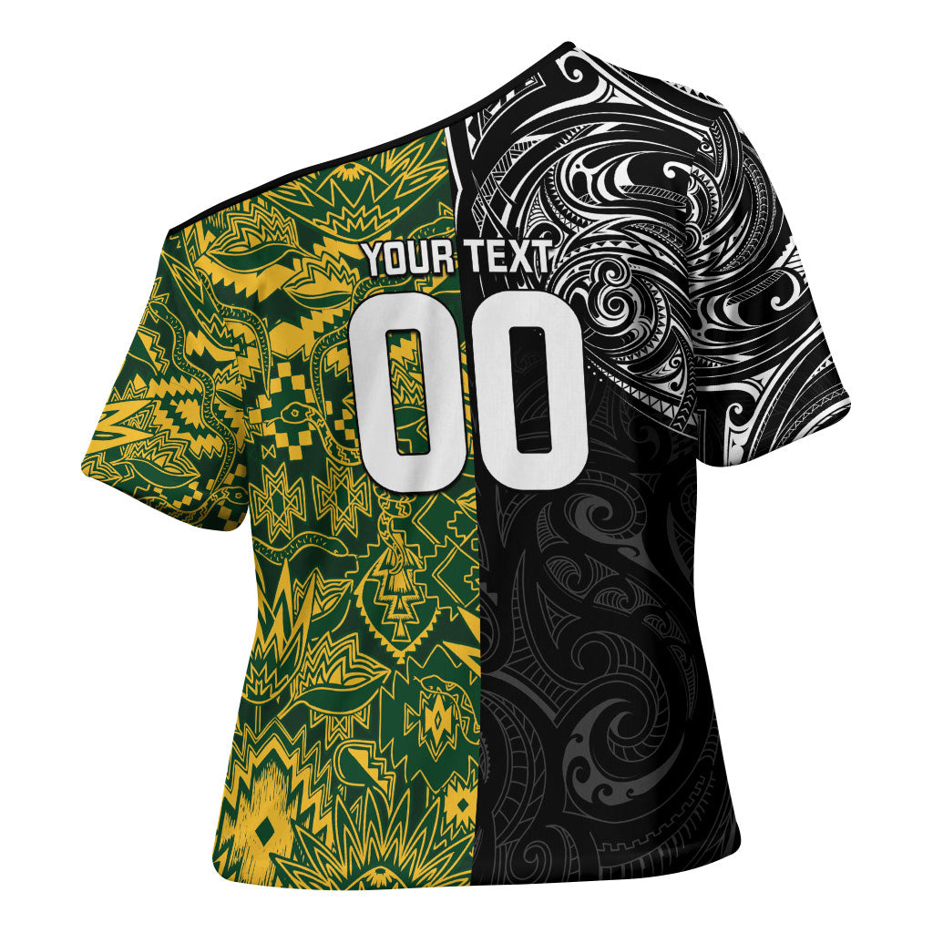 Custom New Zealand vs South Africa Cross Shoulder Shirt Rugby Rivalry Two Nations One Battle