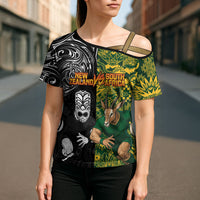 Custom New Zealand vs South Africa Cross Shoulder Shirt Rugby Rivalry Two Nations One Battle