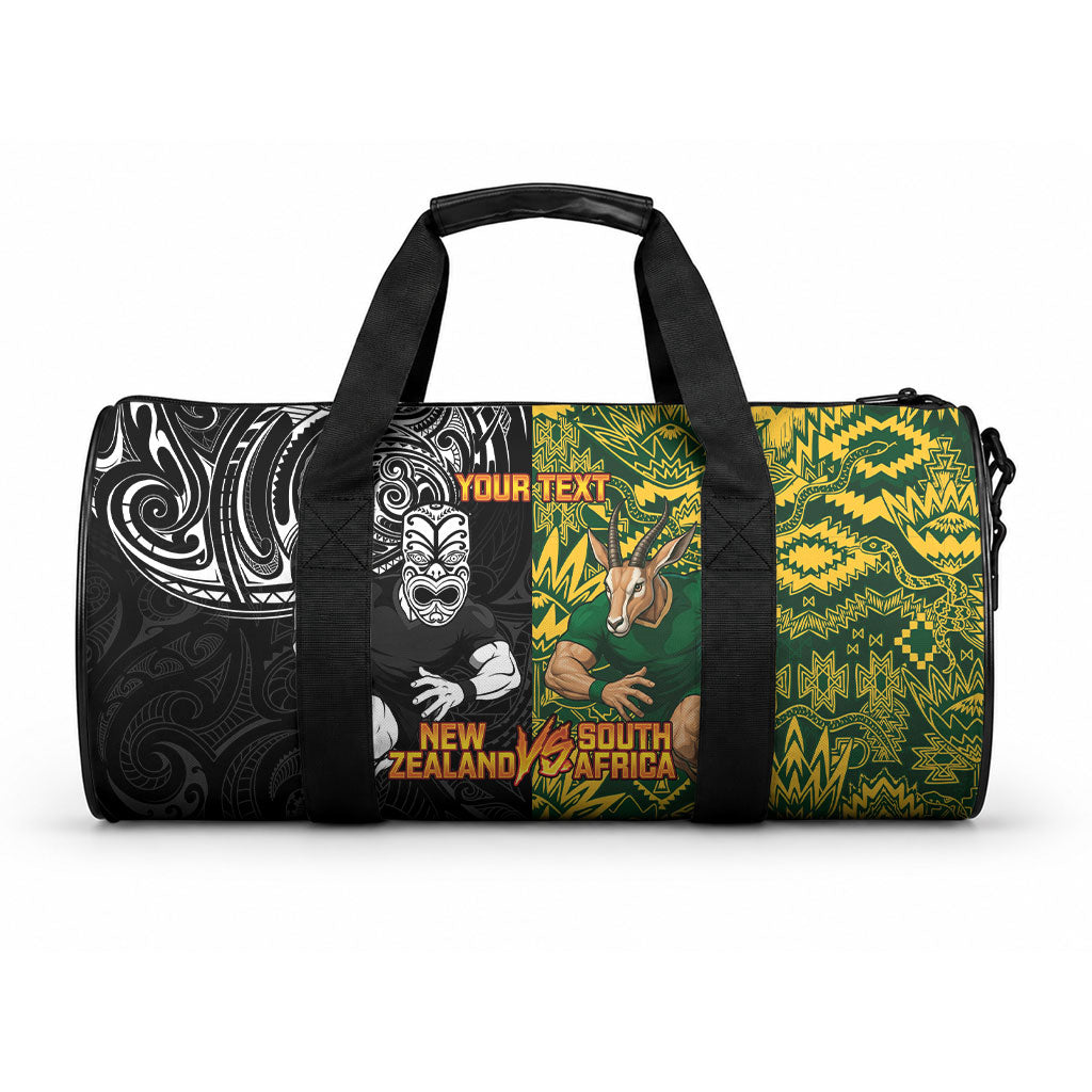 Custom New Zealand vs South Africa Duffle Bag Rugby Rivalry Two Nations One Battle