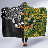 Custom New Zealand vs South Africa Hooded Blanket Rugby Rivalry Two Nations One Battle