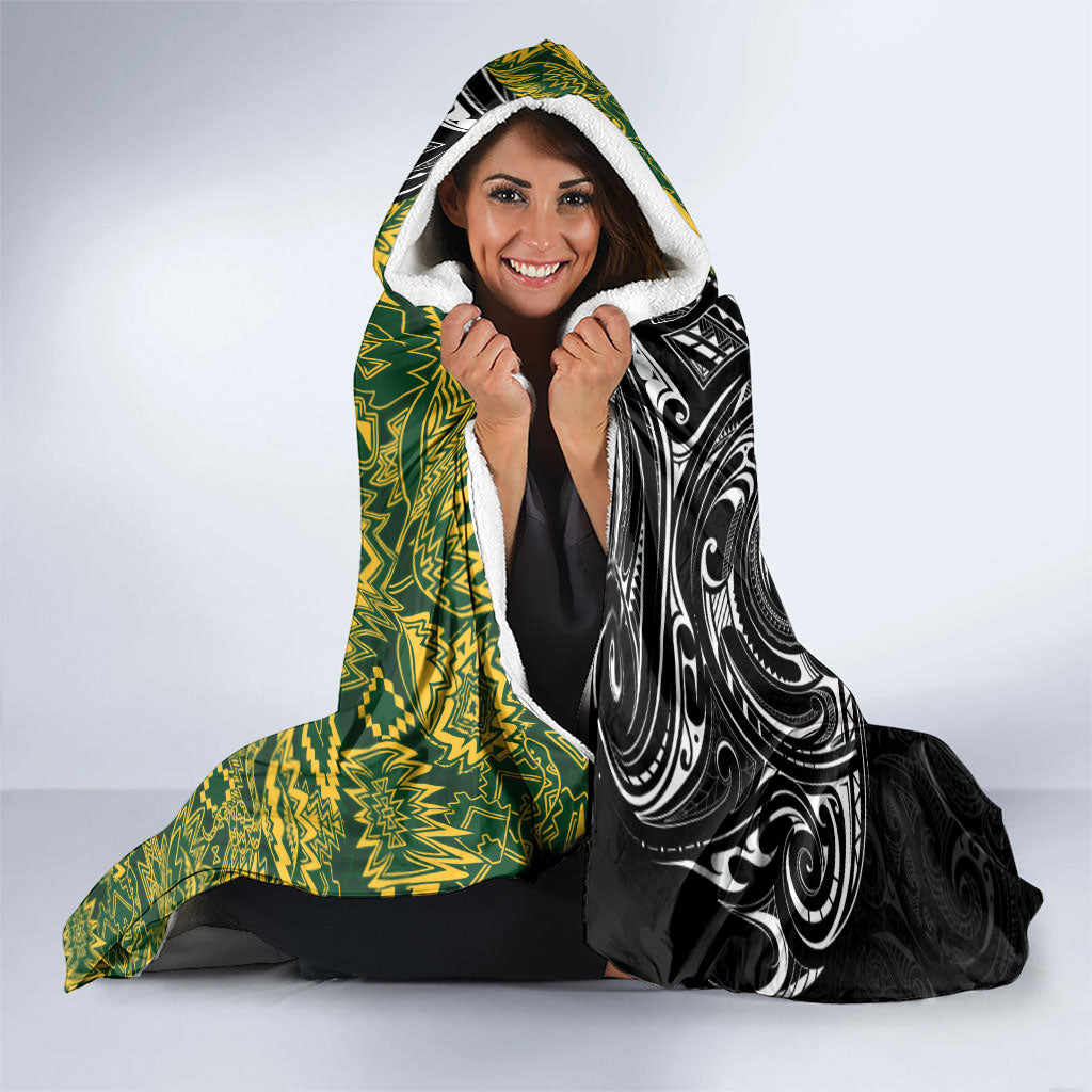 Custom New Zealand vs South Africa Hooded Blanket Rugby Rivalry Two Nations One Battle
