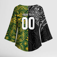 Custom New Zealand vs South Africa Kimono Sleeve Blouse Rugby Rivalry Two Nations One Battle