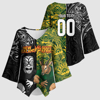 Custom New Zealand vs South Africa Kimono Sleeve Blouse Rugby Rivalry Two Nations One Battle