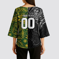 Custom New Zealand vs South Africa Kimono Sleeve Blouse Rugby Rivalry Two Nations One Battle