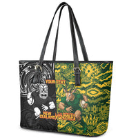 Custom New Zealand vs South Africa Leather Tote Bag Rugby Rivalry Two Nations One Battle