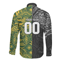Custom New Zealand vs South Africa Long Sleeve Button Shirt Rugby Rivalry Two Nations One Battle