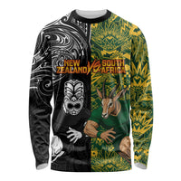 Custom New Zealand vs South Africa Long Sleeve Shirt Rugby Rivalry Two Nations One Battle