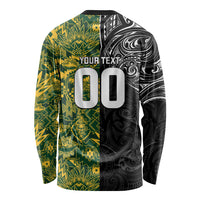 Custom New Zealand vs South Africa Long Sleeve Shirt Rugby Rivalry Two Nations One Battle