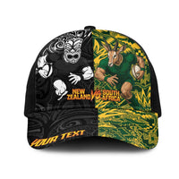 Personalised New Zealand vs South Africa Mesh Trucker Cap Rugby Rivalry Two Nations One Battle