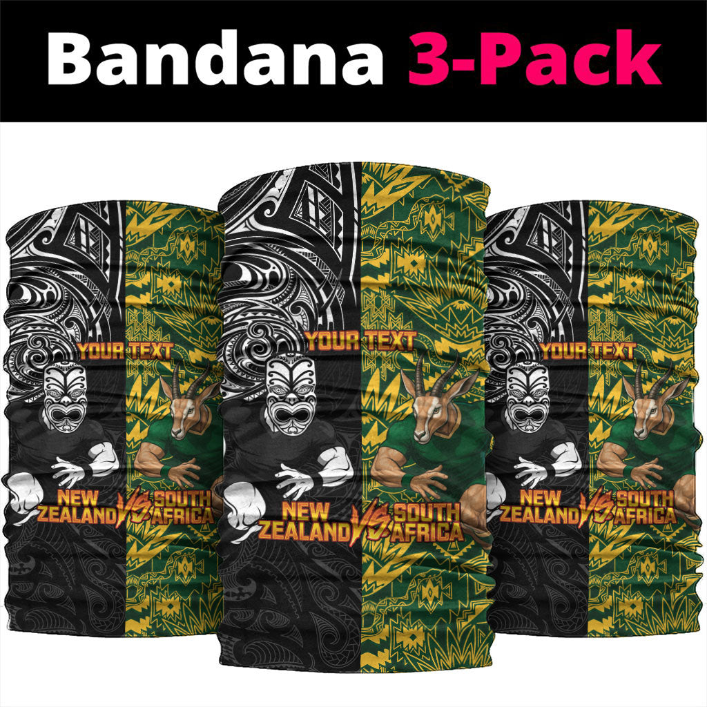 Custom New Zealand vs South Africa Neck Gaiter Rugby Rivalry Two Nations One Battle