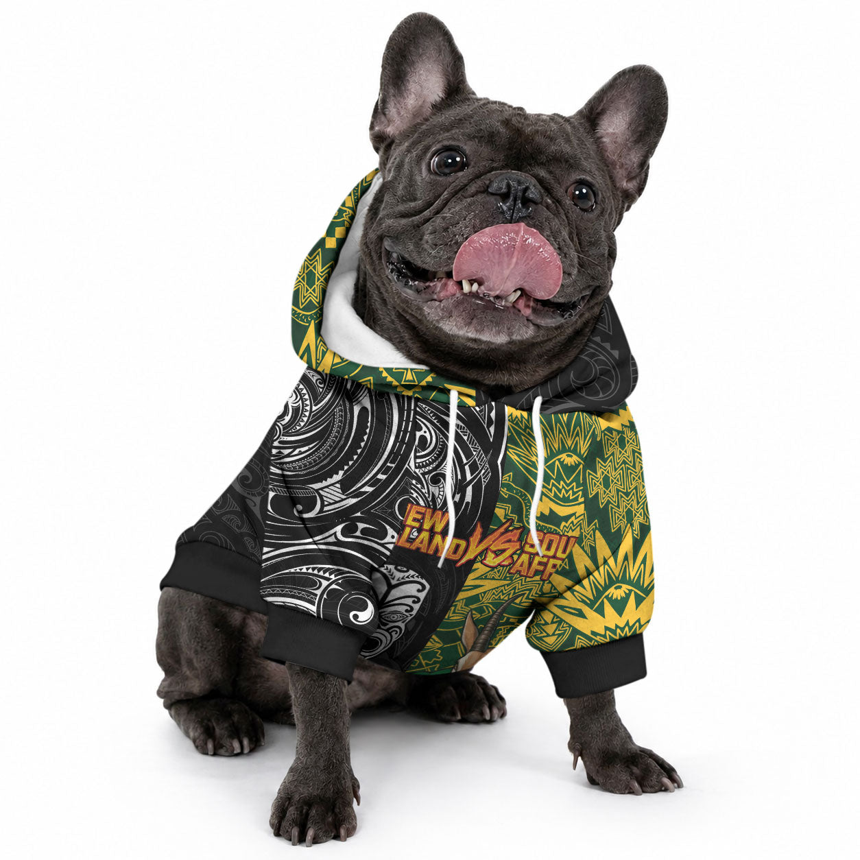 Custom New Zealand vs South Africa Pet Hoodie Rugby Rivalry Two Nations One Battle