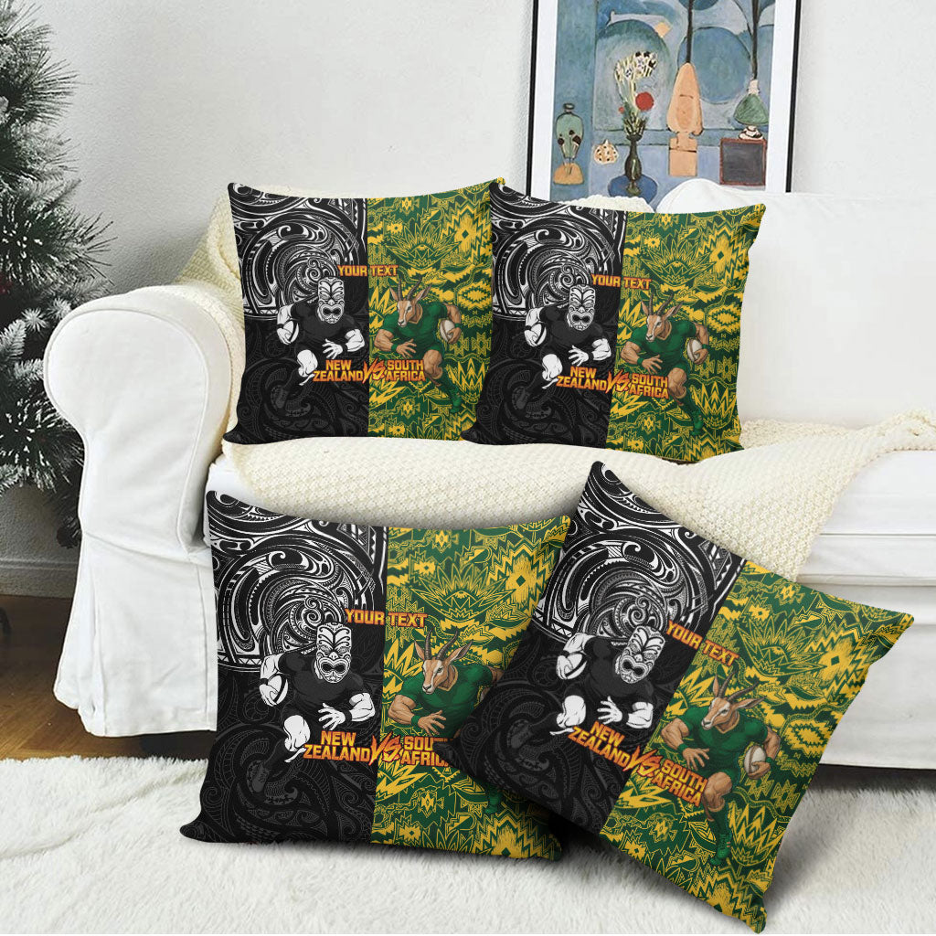 Custom New Zealand vs South Africa Pillow Cover Rugby Rivalry Two Nations One Battle