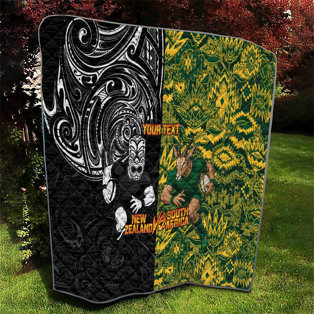 Custom New Zealand vs South Africa Quilt Rugby Rivalry Two Nations One Battle
