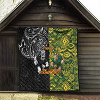 Custom New Zealand vs South Africa Quilt Rugby Rivalry Two Nations One Battle