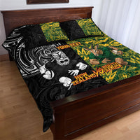 Custom New Zealand vs South Africa Quilt Bed Set Rugby Rivalry Two Nations One Battle