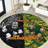 Custom New Zealand vs South Africa Round Carpet Rugby Rivalry Two Nations One Battle