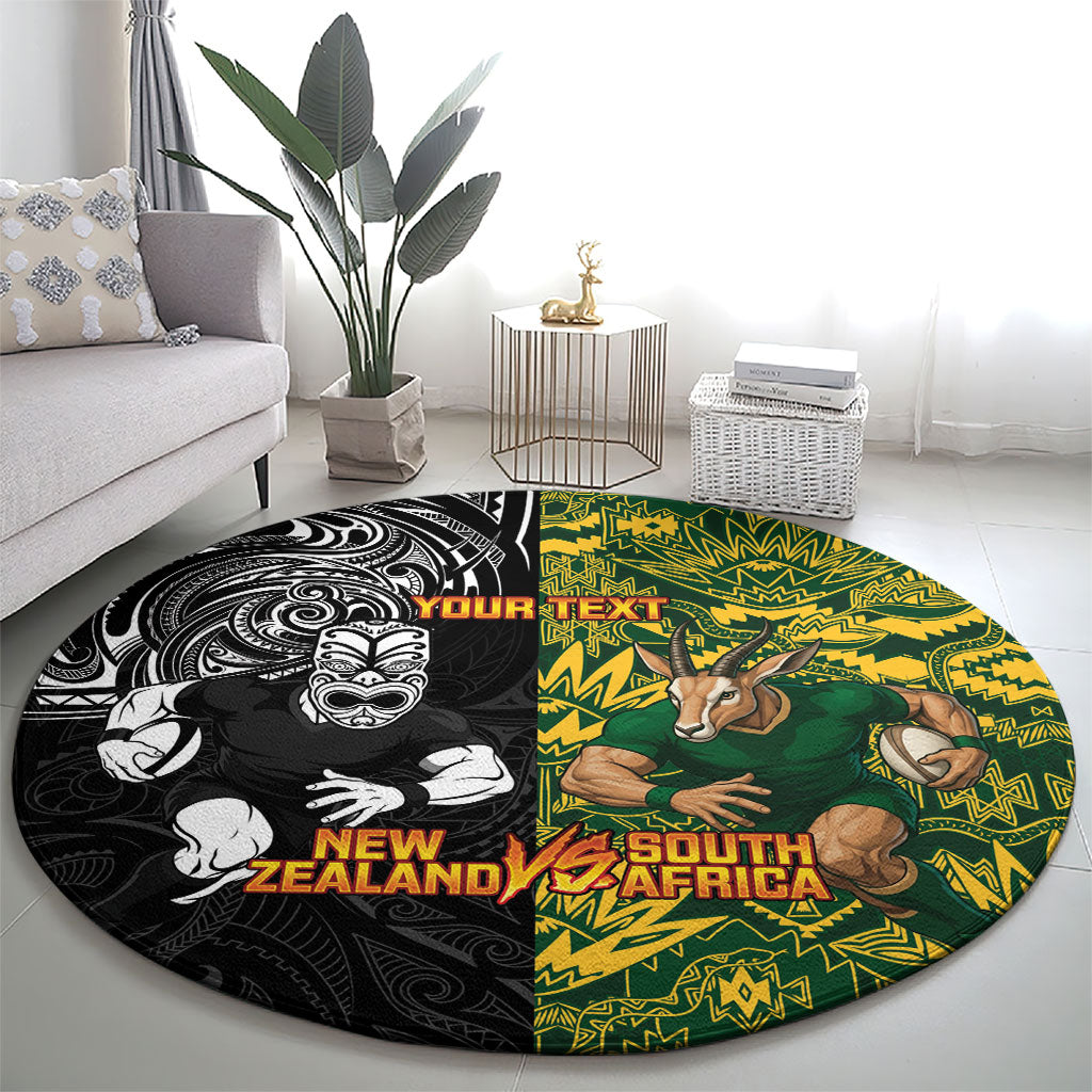 Custom New Zealand vs South Africa Round Carpet Rugby Rivalry Two Nations One Battle
