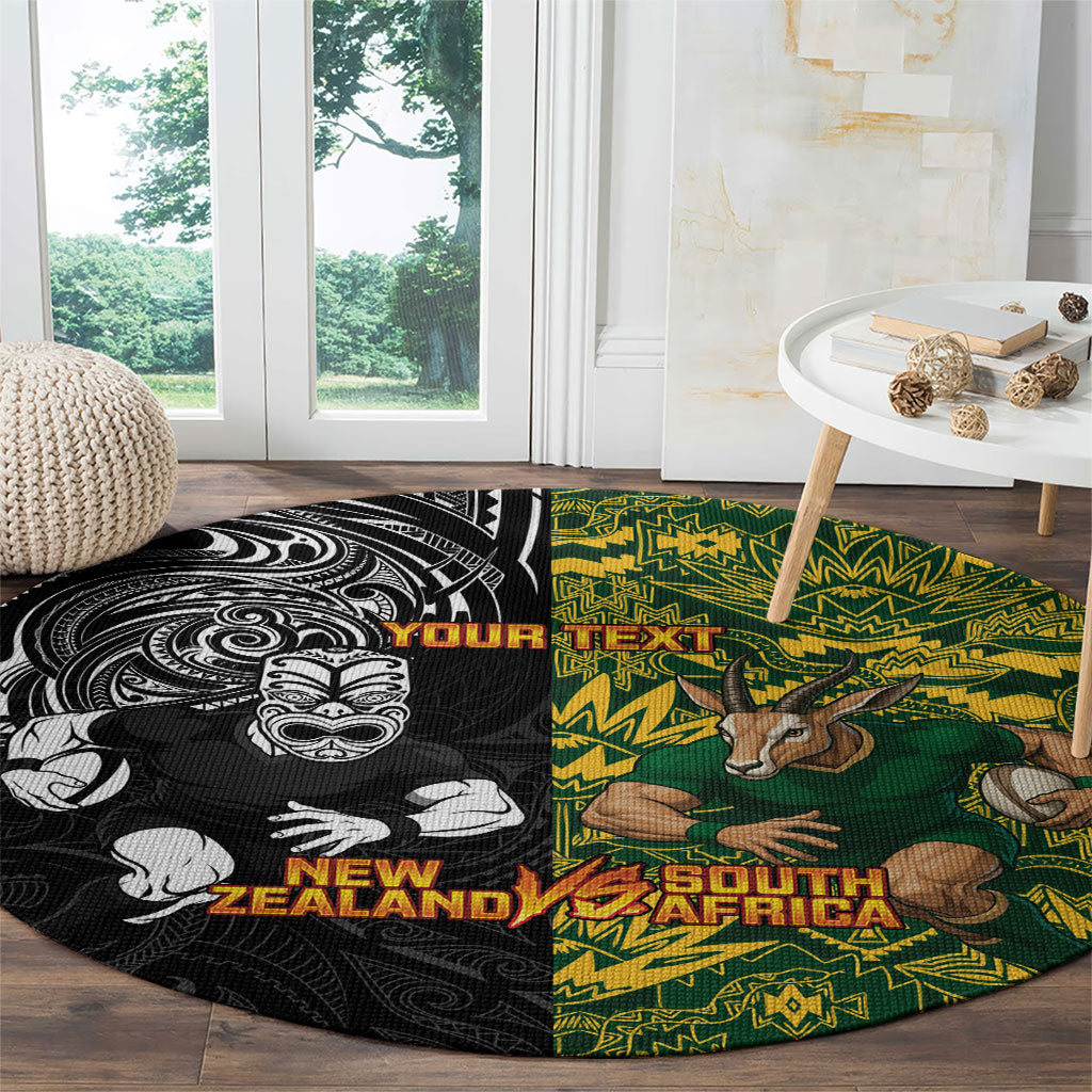 Custom New Zealand vs South Africa Round Carpet Rugby Rivalry Two Nations One Battle