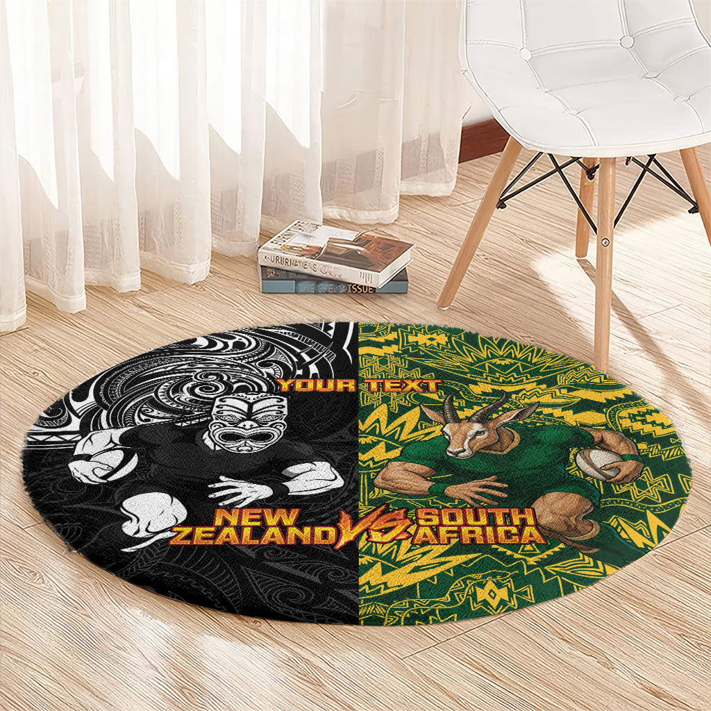 Custom New Zealand vs South Africa Round Carpet Rugby Rivalry Two Nations One Battle