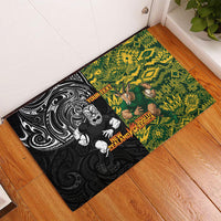 Custom New Zealand vs South Africa Rubber Doormat Rugby Rivalry Two Nations One Battle