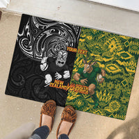 Custom New Zealand vs South Africa Rubber Doormat Rugby Rivalry Two Nations One Battle