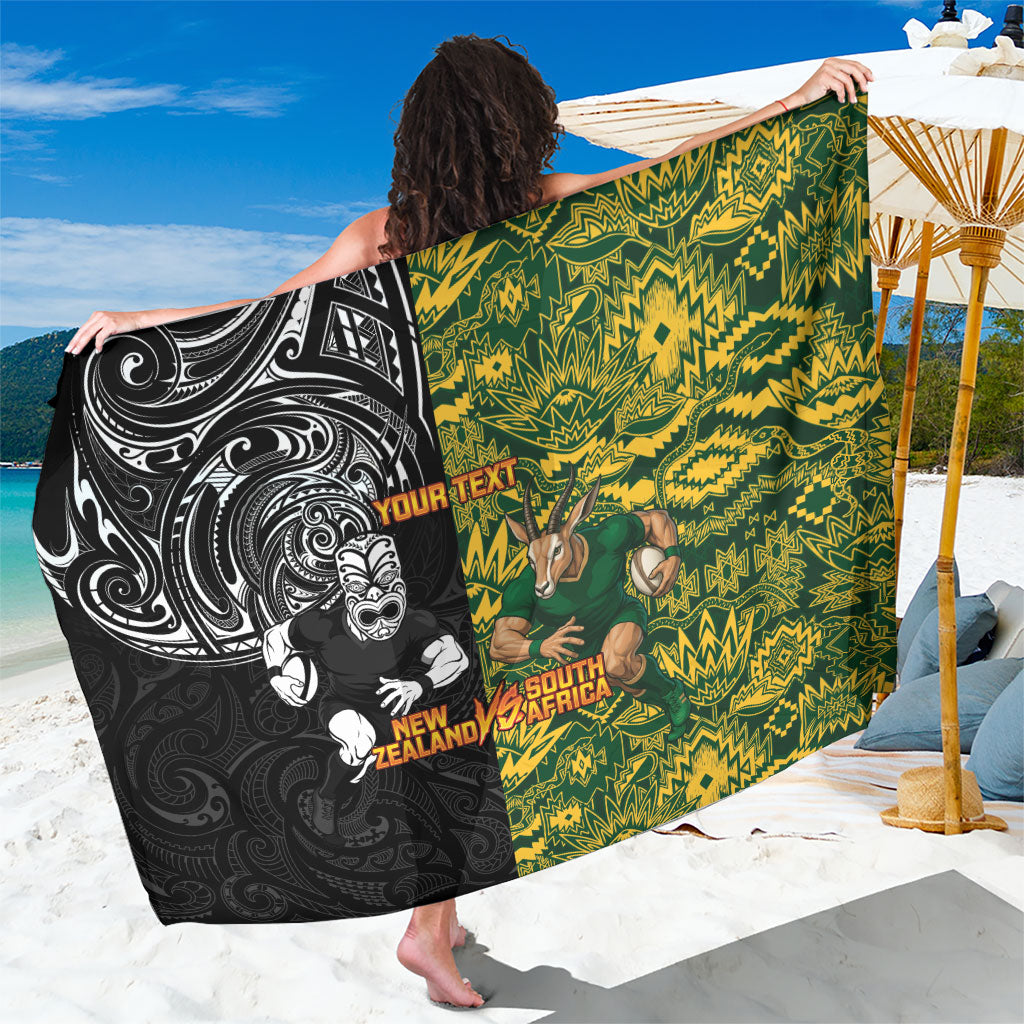 Custom New Zealand vs South Africa Sarong Rugby Rivalry Two Nations One Battle