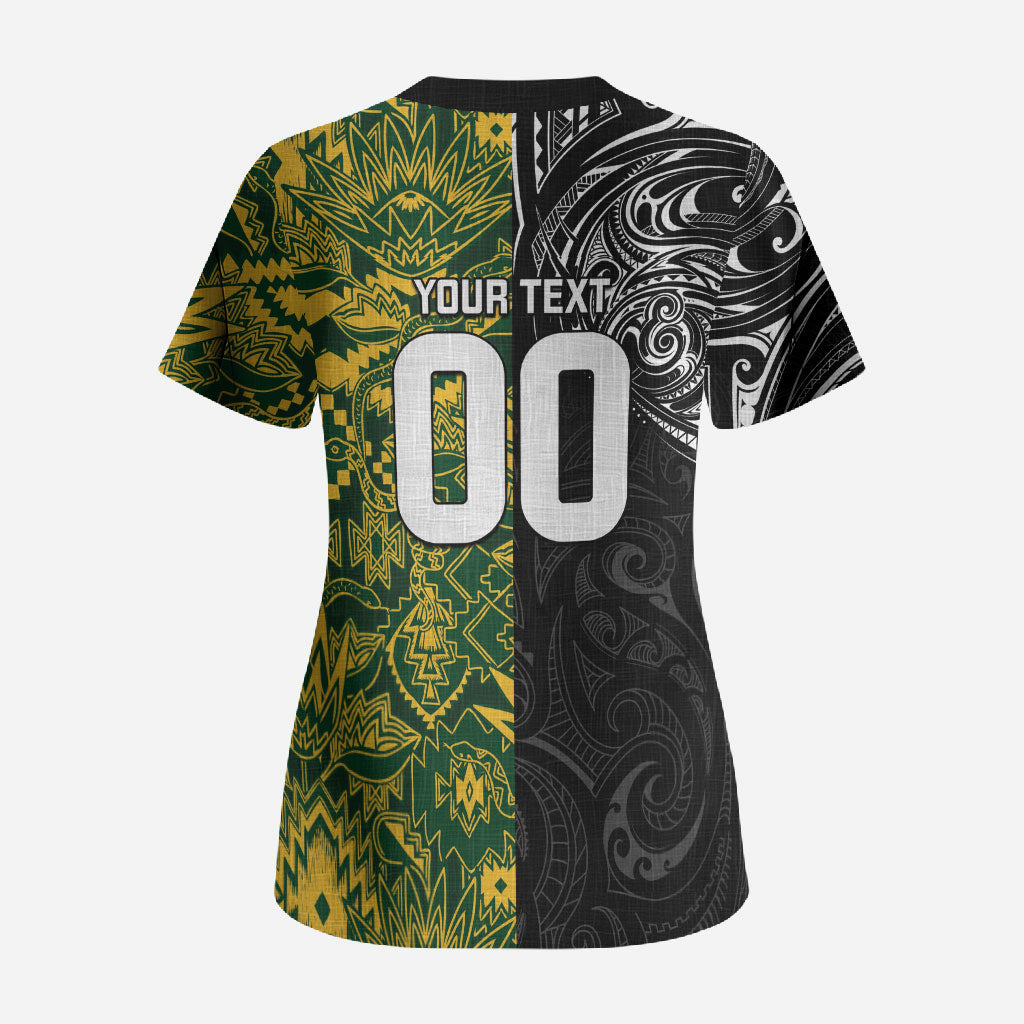 Custom New Zealand vs South Africa Scrub Top Rugby Rivalry Two Nations One Battle